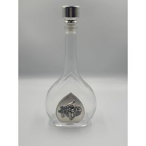 Studio Silversmiths Glass Wine Decanter with Silver Grape Medallion and Stopper